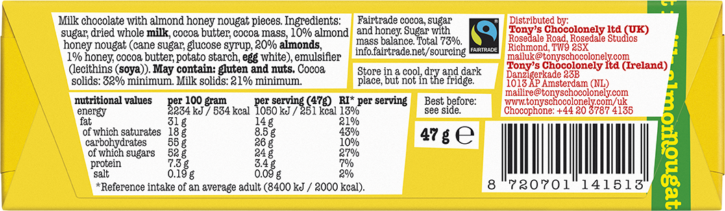 milk almond honey nougat 32%