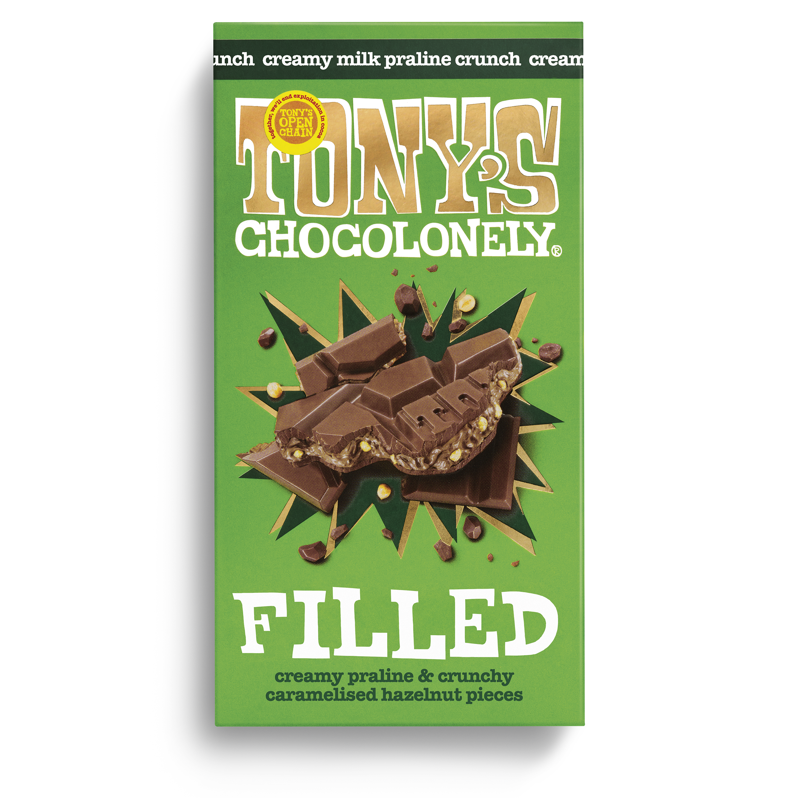 filled creamy milk chocolate praline crunch
