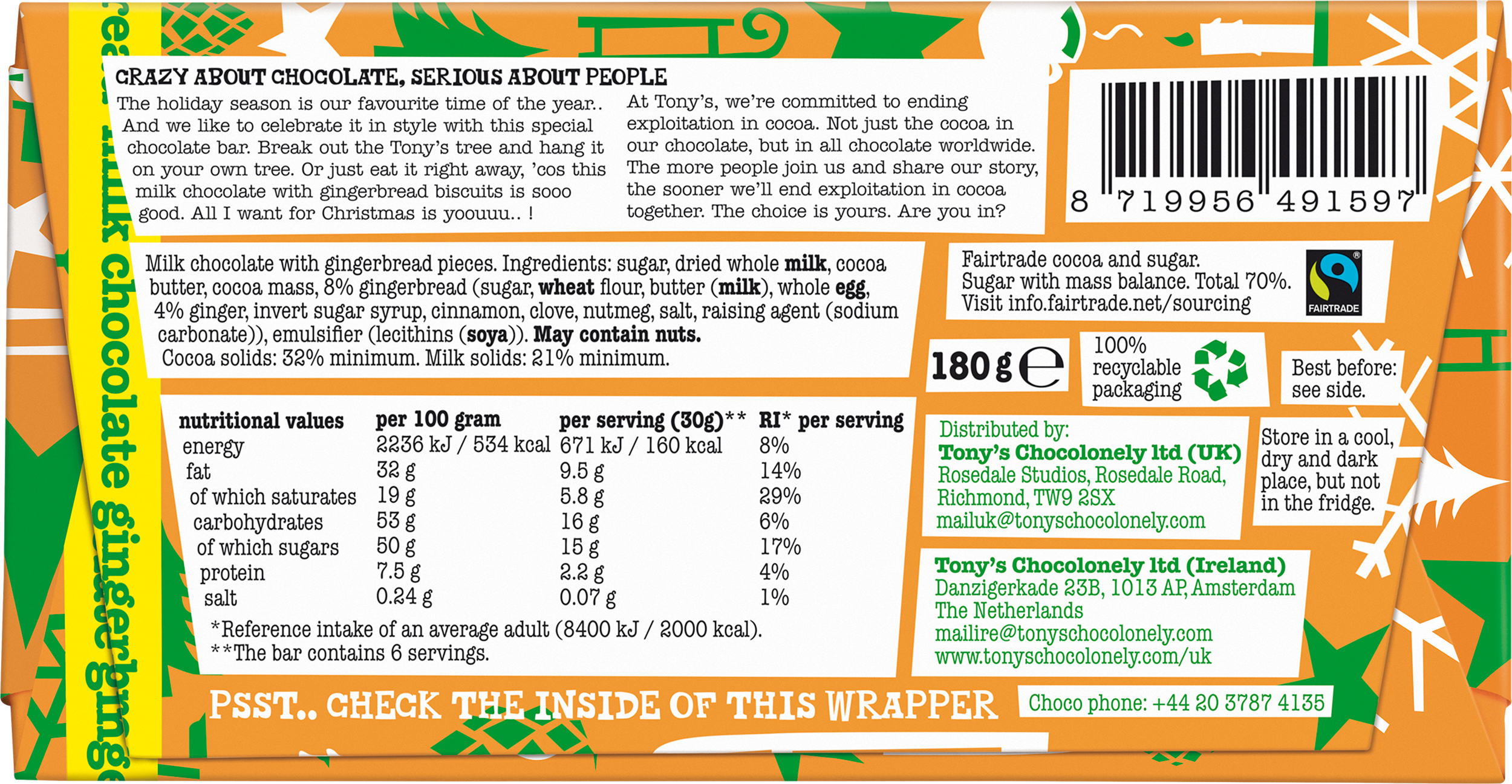 milk chocolate gingerbread 32%-Tony’s Chocolonely United Kingdom